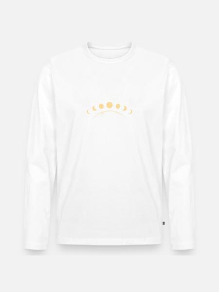Mondzyklusplanet Erde gelb - Männer Premium Bio Langarmshirt - Weiß