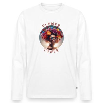 Flower Power Woman with Flowers - Men's Premium Organic Long Sleeve Shirt - white - Front - Nico (187cm)