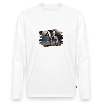 Astronaut on horse in space - Men's Premium Organic Long Sleeve Shirt - white - Front - Nico (187cm)