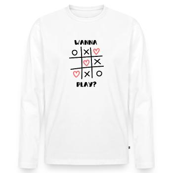 want to Play Funny Saying - Men's Premium Organic Long Sleeve Shirt - white - Front - Nico (187cm)