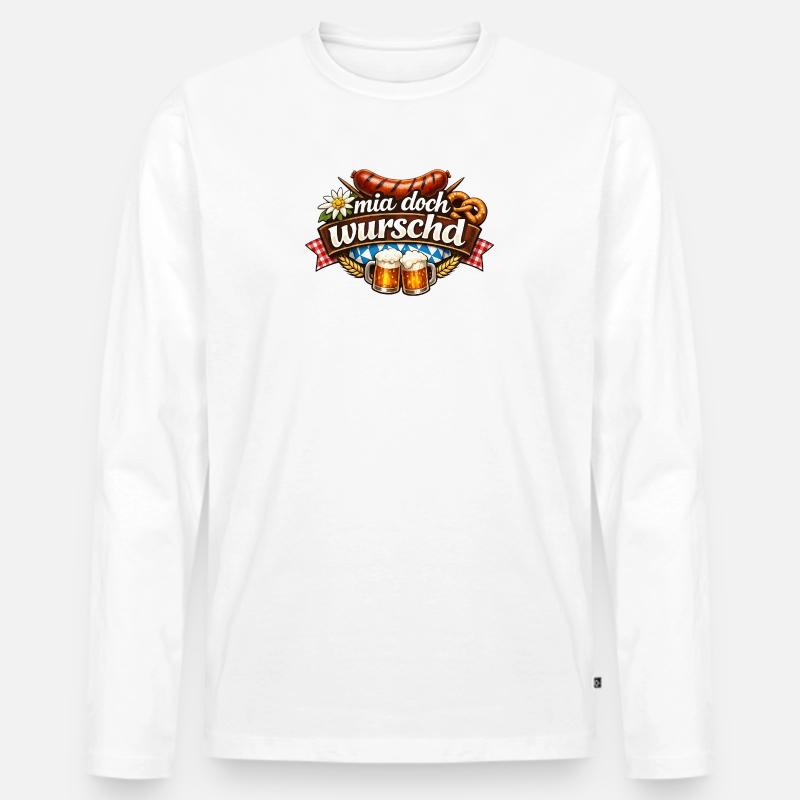 Mia Doch Wurschd - Männer Premium Bio Langarmshirt - Weiß