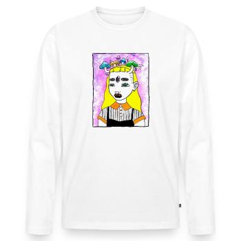 Trippy Magic Mushroom Girl - Männer Premium Bio Langarmshirt - Weiß - Vorne - Nico (187cm)