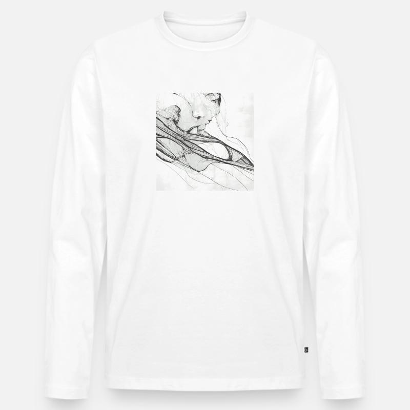 Ein Strich Kunst - Männer Premium Bio Langarmshirt - Weiß