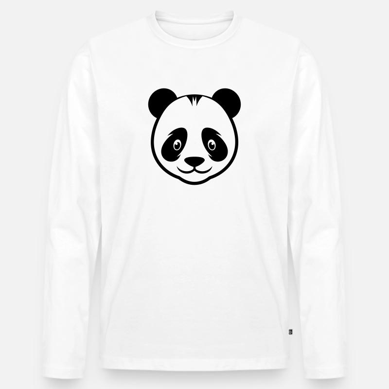 Panda - Männer Premium Bio Langarmshirt - Weiß