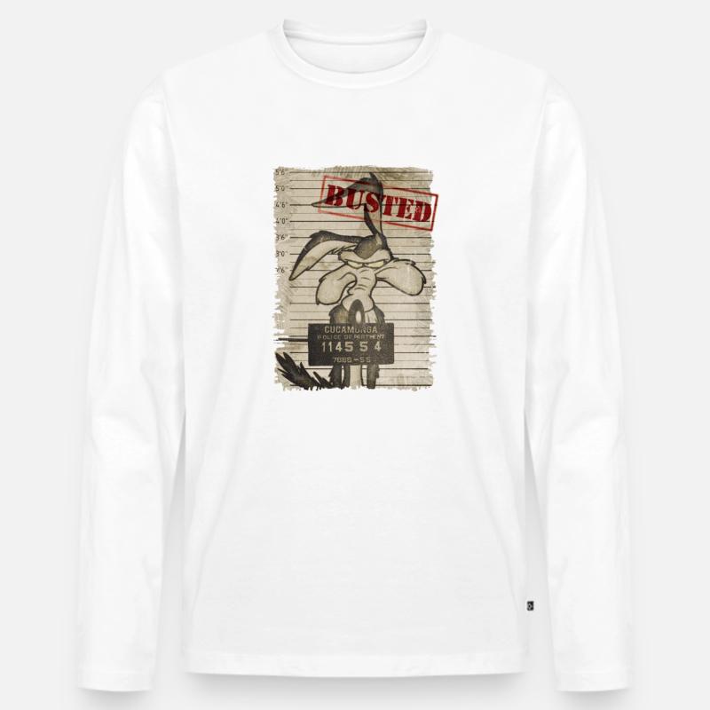 Looney Tunes Wile E. Coyote Busted - Männer Premium Bio Langarmshirt - Weiß