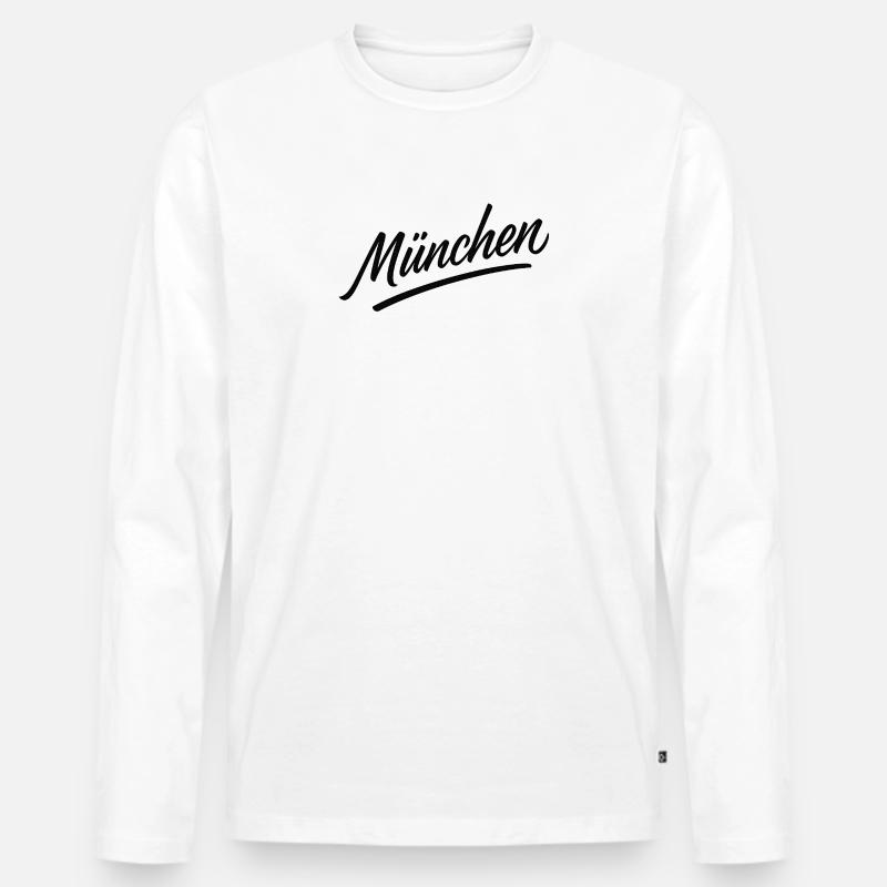 München Script Flair - Männer Premium Bio Langarmshirt - Weiß