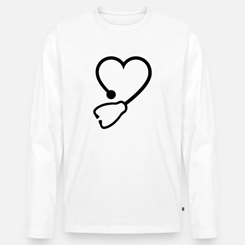Stethoskop - Männer Premium Bio Langarmshirt - Weiß