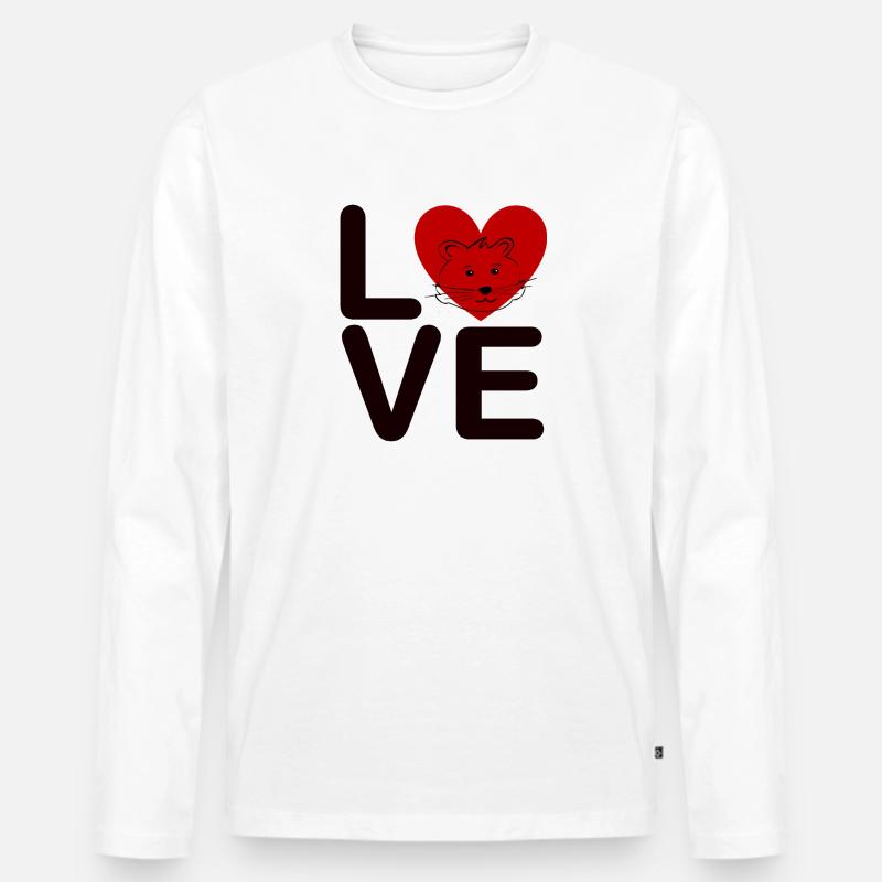 Hamsterliebe - Herz - Hamsterhalter - Männer Premium Bio Langarmshirt - Weiß