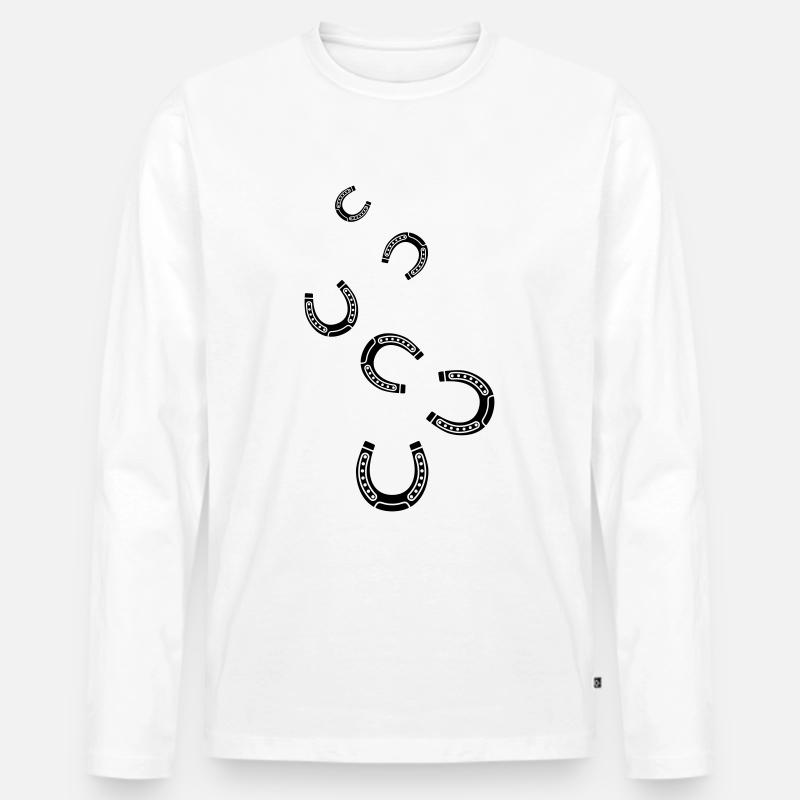 Hufeisen Symbol - Männer Premium Bio Langarmshirt - Weiß