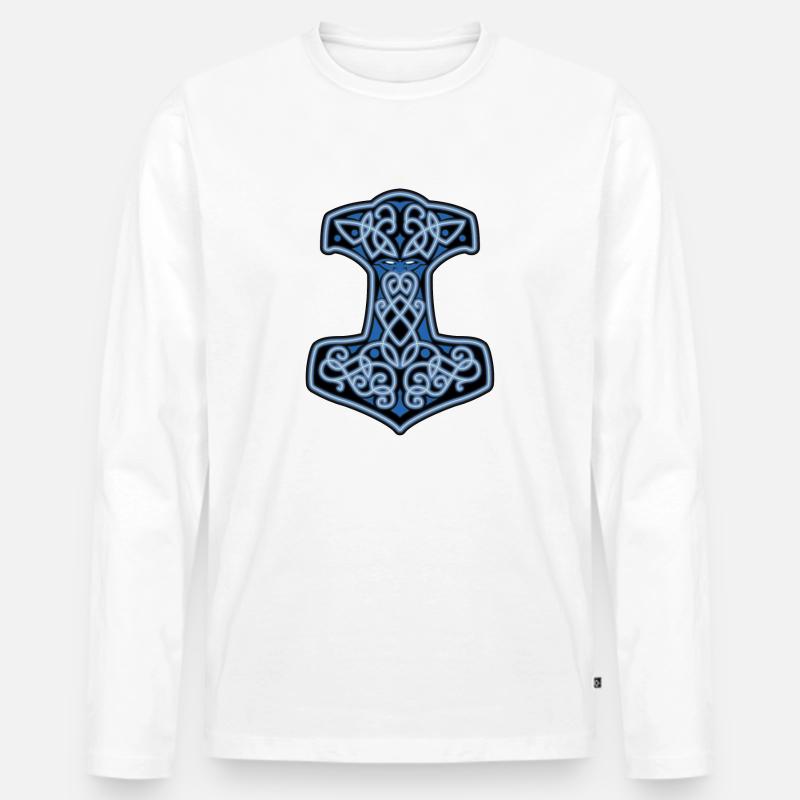 Mjöllnir - Thors Hammer - Männer Premium Bio Langarmshirt - Weiß