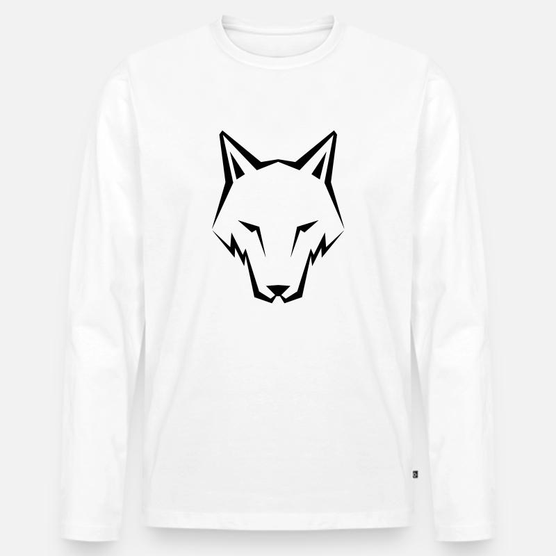Wolf - Männer Premium Bio Langarmshirt - Weiß