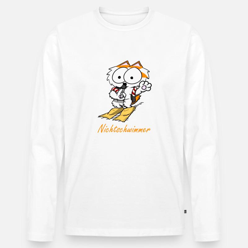 Nichtschwimmer - Männer Premium Bio Langarmshirt - Weiß