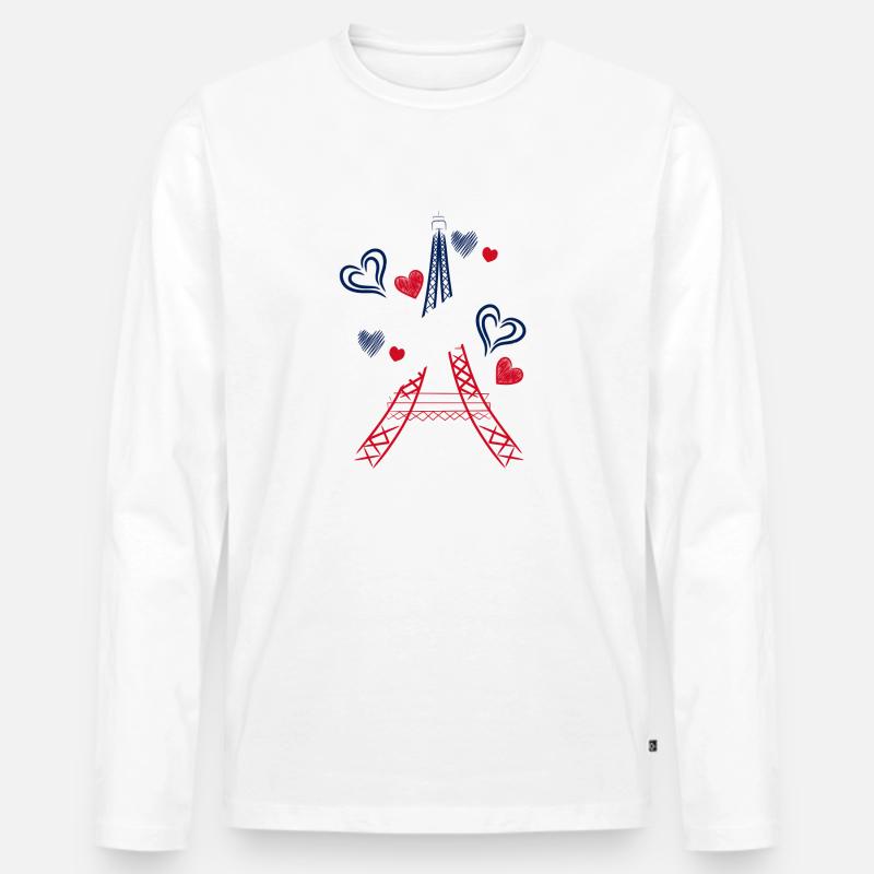 Eiffelturm - Männer Premium Bio Langarmshirt - Weiß