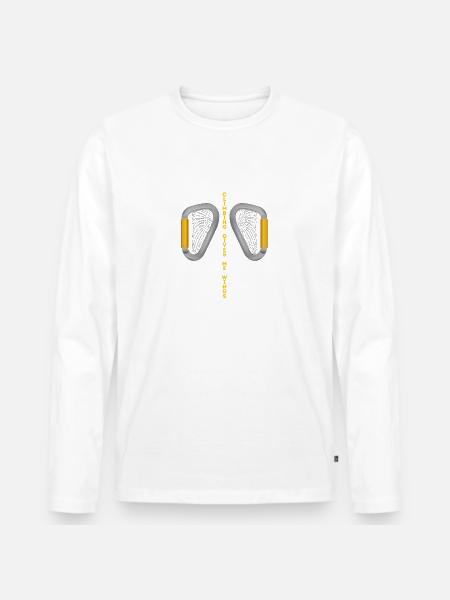 Carabiner Rock Climbing - Men's Premium Organic Long Sleeve Shirt - white