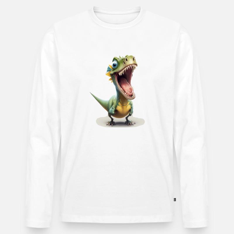 Dexo der kleine Dinausore - Männer Premium Bio Langarmshirt - Weiß