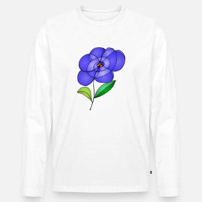 Blume - Männer Premium Bio Langarmshirt - Weiß