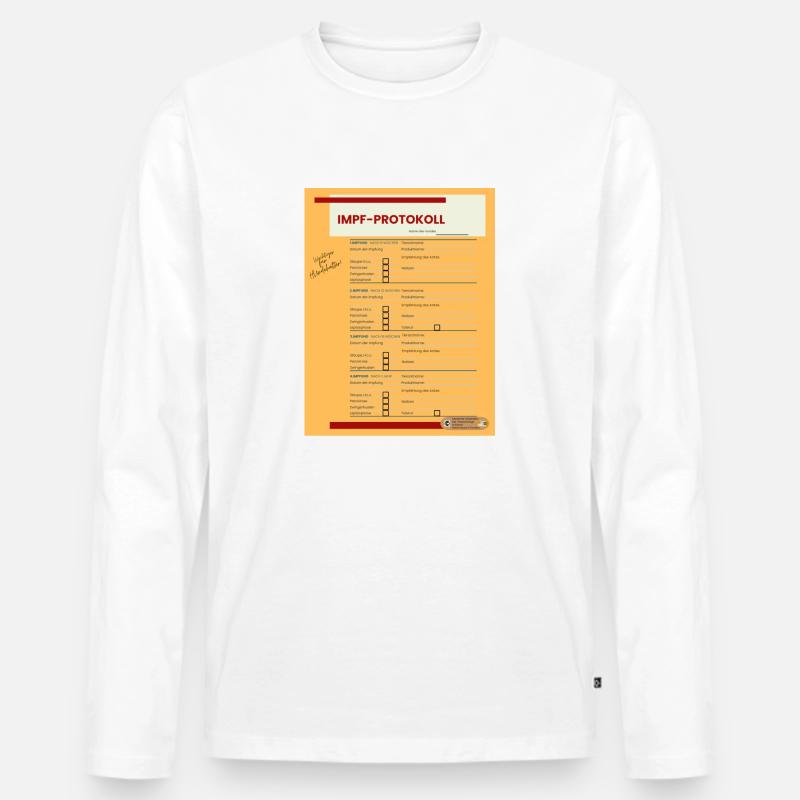 Impfprotokoll - Männer Premium Bio Langarmshirt - Weiß