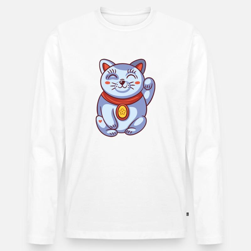 Katze - Männer Premium Bio Langarmshirt - Weiß