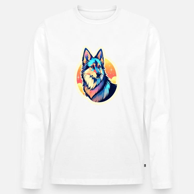 Deutscher Schäferhund Illustration - Männer Premium Bio Langarmshirt - Weiß