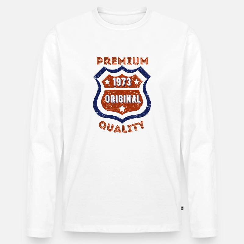 Premium-Qualität 1973 - Männer Premium Bio Langarmshirt - Weiß