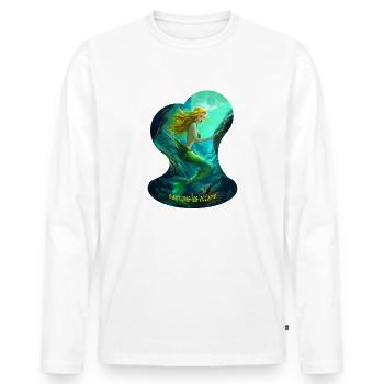 sirène sauvons les océans (nuage) - pour plongeur - T-shirt manches longues Premium bio Homme - blanc - Devant - Nico (187cm)