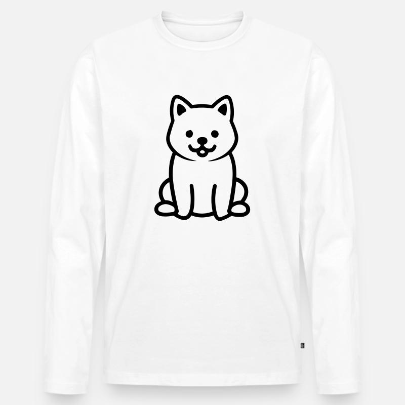 Hund - Männer Premium Bio Langarmshirt - Weiß