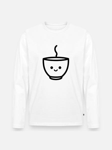 Kaffeebecher - Männer Premium Bio Langarmshirt - Weiß