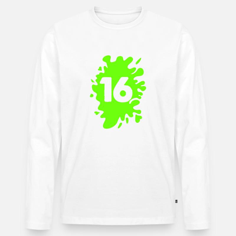 klecks 16 - Männer Premium Bio Langarmshirt - Weiß