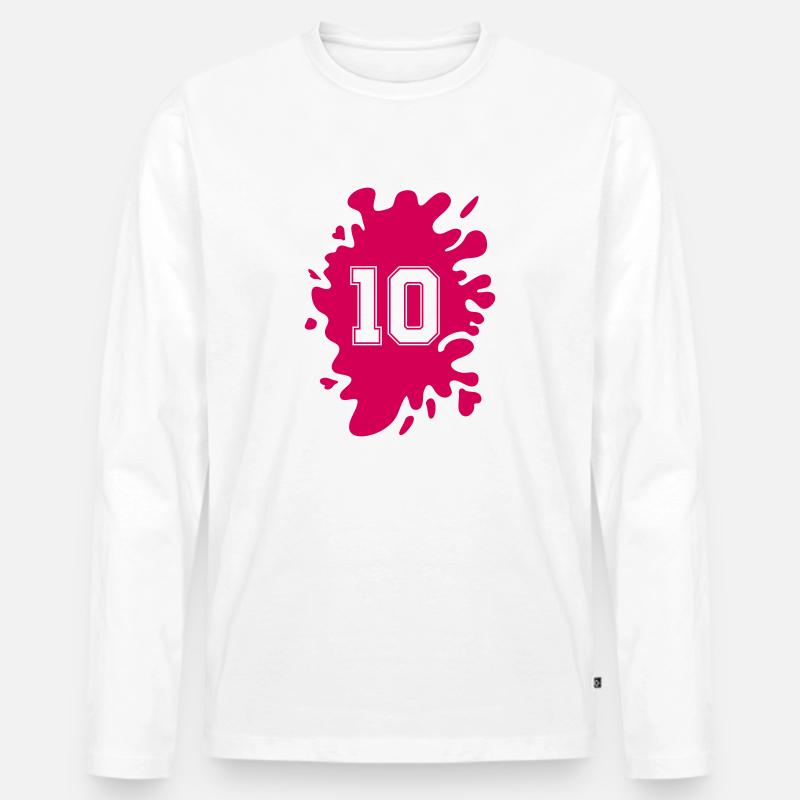 klecks 10 - Männer Premium Bio Langarmshirt - Weiß