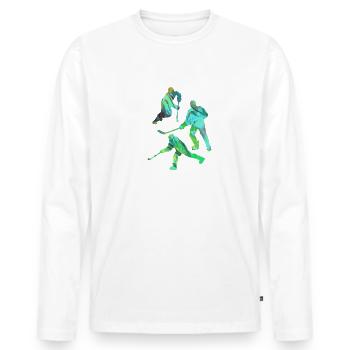 Eishockey, Hockey, Graffiti, bunt, stencil - Männer Premium Bio Langarmshirt - Weiß - Vorne - Nico (187cm)