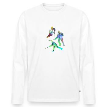 Eishockey, Hockey, Graffiti, bunt, stencil - Männer Premium Bio Langarmshirt - Weiß - Vorne - Nico (187cm)
