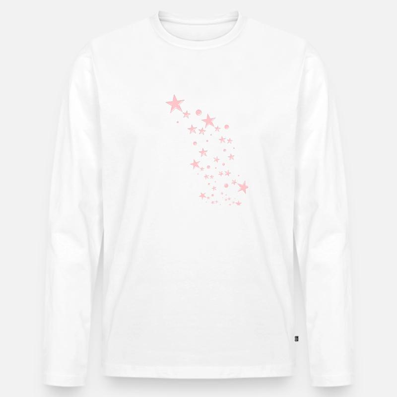 Sterne,stern, pinke Sterne, pink - Männer Premium Bio Langarmshirt - Weiß
