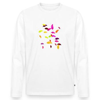 Automne, Feuilles d’automne, Feuilles d’automne, Feuilles - T-shirt manches longues Premium bio Homme - blanc - Devant - Nico (187cm)
