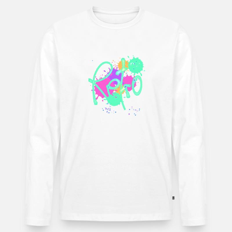 Retro,typo,neon,splash, bunt - Männer Premium Bio Langarmshirt - Weiß
