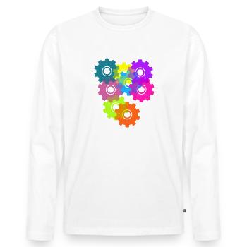 engrenage, engrenages, roues, coloré - T-shirt manches longues Premium bio Homme - blanc - Devant - Nico (187cm)