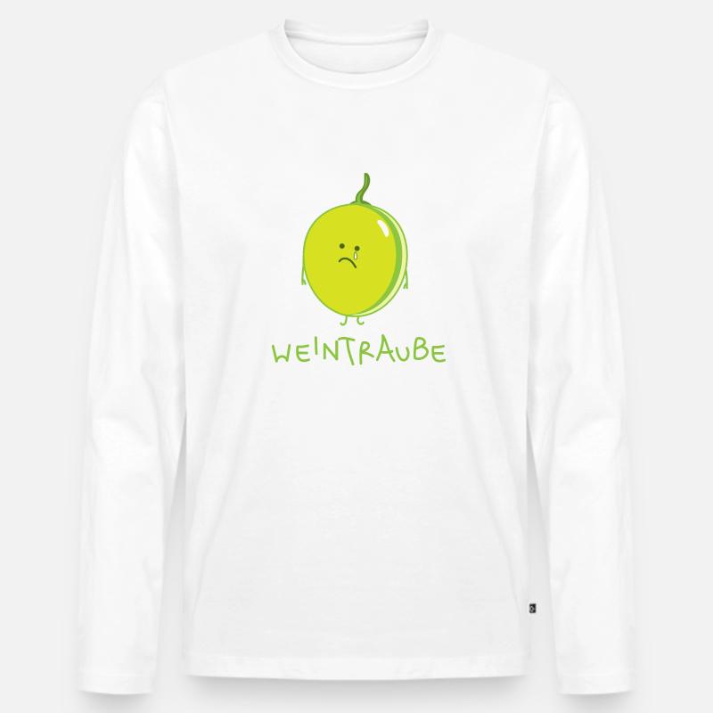 Lustige Weintraube weint - Männer Premium Bio Langarmshirt - Weiß