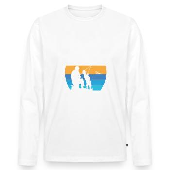Tel père tel fils pêche idée cadeau t-shirt - T-shirt manches longues Premium bio Homme - blanc - Devant - Nico (187cm)