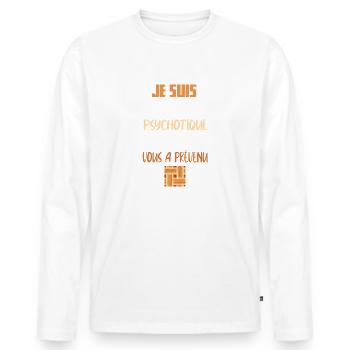 Je suis le parqueteur psychotique t-shirt homme - T-shirt manches longues Premium bio Homme - blanc - Devant - Nico (187cm)