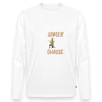 Si y'a gibier y'a chasse t-shirt homme humour - T-shirt manches longues Premium bio Homme - blanc - Devant - Nico (187cm)