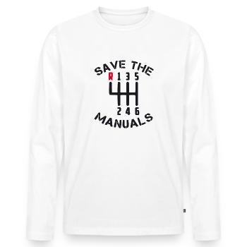 Enregistrer les manuels Car Tuning Race Turbo Boost - T-shirt manches longues Premium bio Homme - blanc - Devant - Nico (187cm)