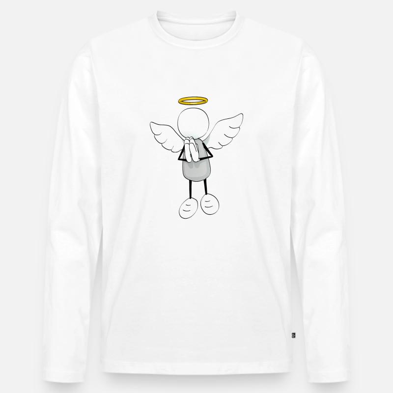Engel - Männer Premium Bio Langarmshirt - Weiß