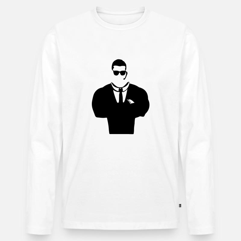 Security Guard Silhouette - Männer Premium Bio Langarmshirt - Weiß