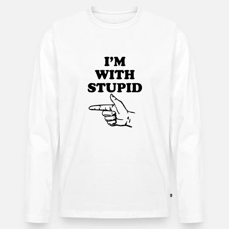 I'm with stupid - Männer Premium Bio Langarmshirt - Weiß
