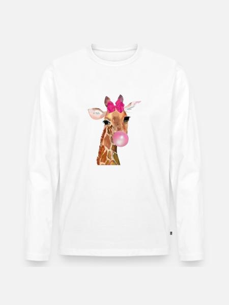 Giraffe Bubblegum - Men's Premium Organic Long Sleeve Shirt - white