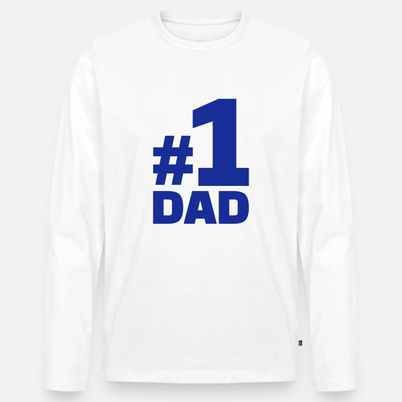 No. 1 Dad - Männer Premium Bio Langarmshirt - Weiß