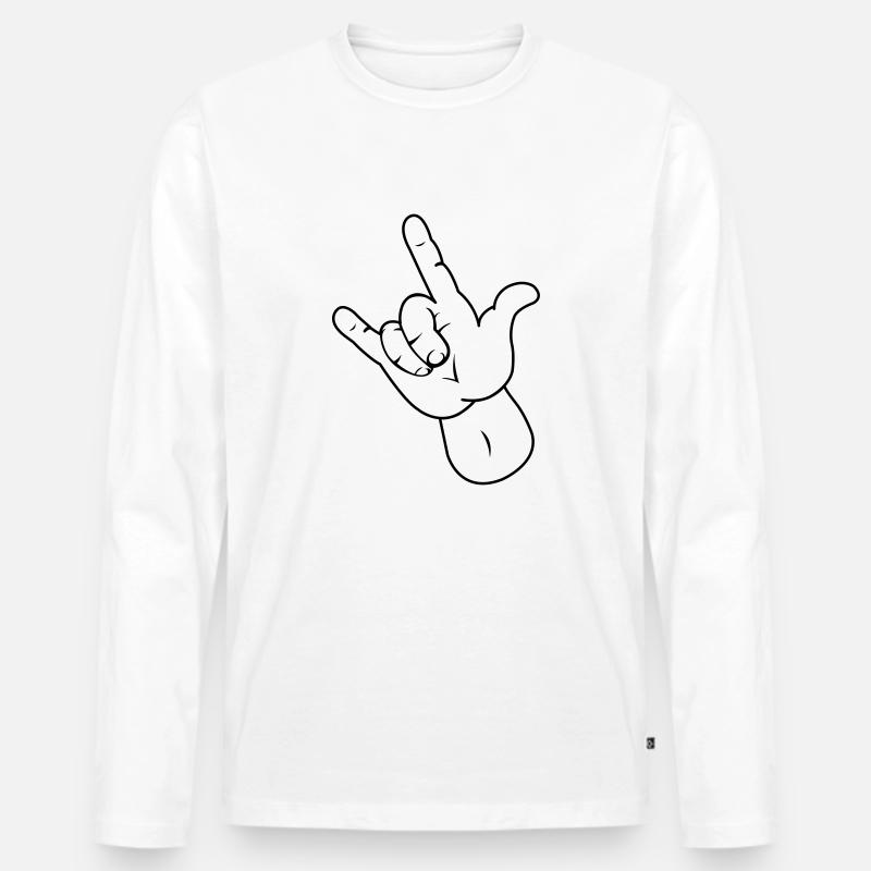hand - Männer Premium Bio Langarmshirt - Weiß