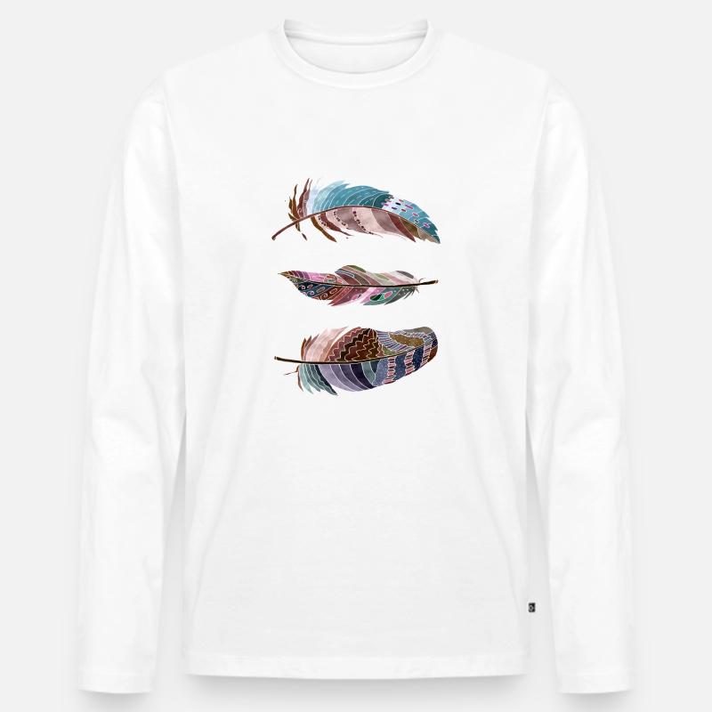 Feder - Männer Premium Bio Langarmshirt - Weiß