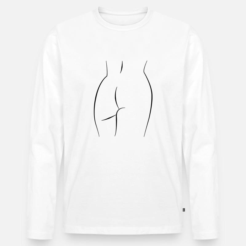 Strichzeichnung eines - Männer Premium Bio Langarmshirt - Weiß