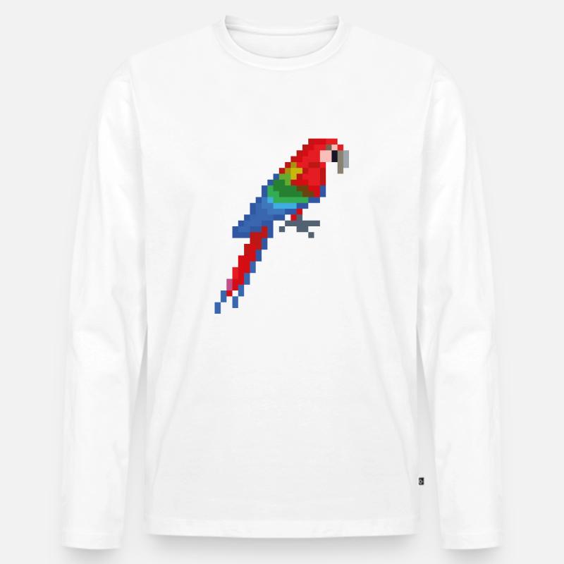 Vogel - Männer Premium Bio Langarmshirt - Weiß