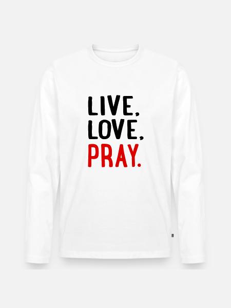 pray - Men's Premium Organic Long Sleeve Shirt - white